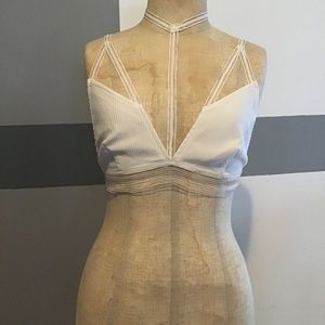 White  bralette  with neck choker attached